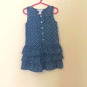 Guess girls denim blue dress with white hearts. Size 4T